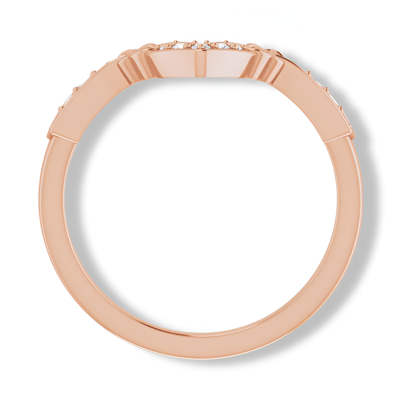 Round Diamond Celtic Inspired Curved Band-VIRABYANI